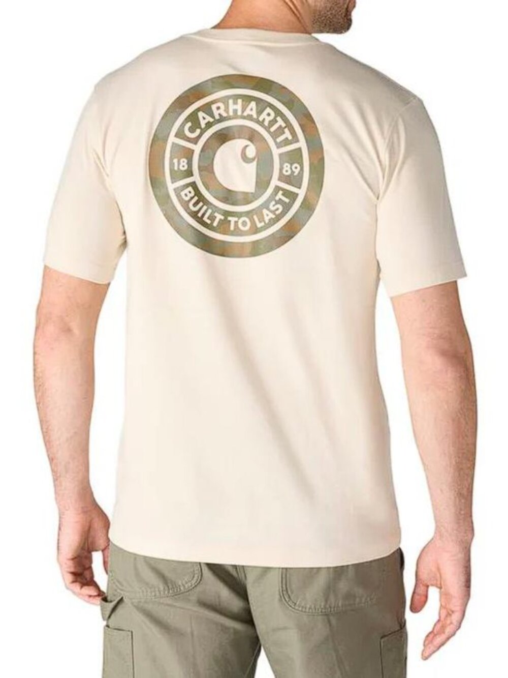 CARHARTT Men's Irvine Relaxed Camo Rivet T-Shirt Size L In Oat Milk